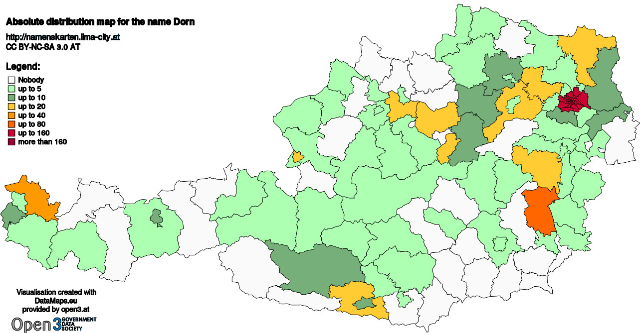 Absolute Distribution maps for surname Dorn