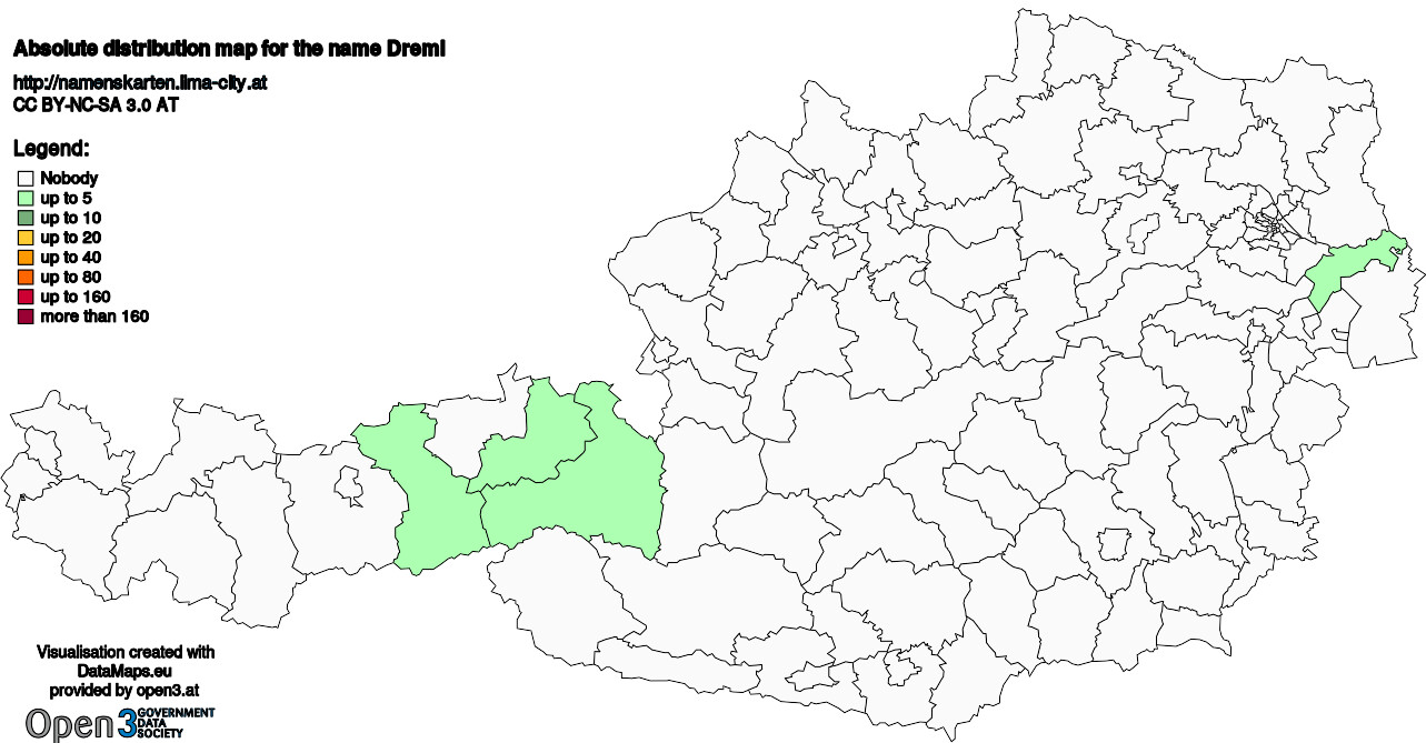 Absolute Distribution maps for surname Dreml