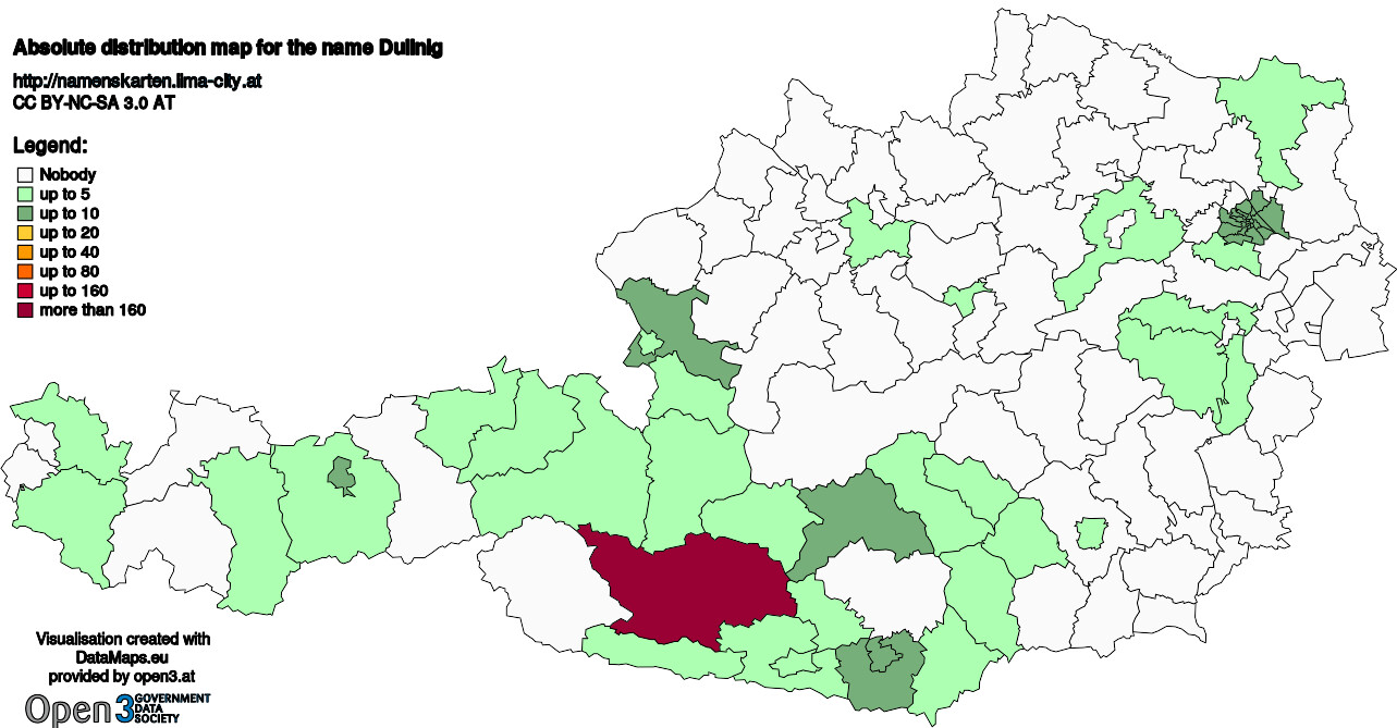Absolute Distribution maps for surname Dullnig