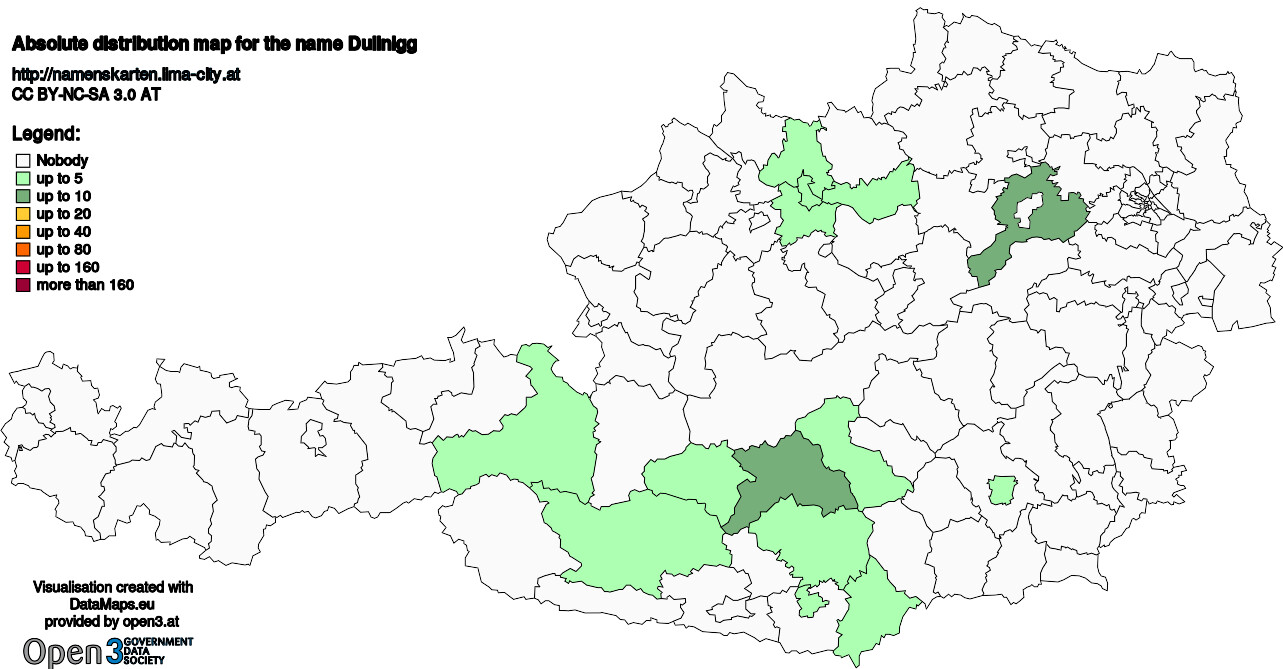 Absolute Distribution maps for surname Dullnigg