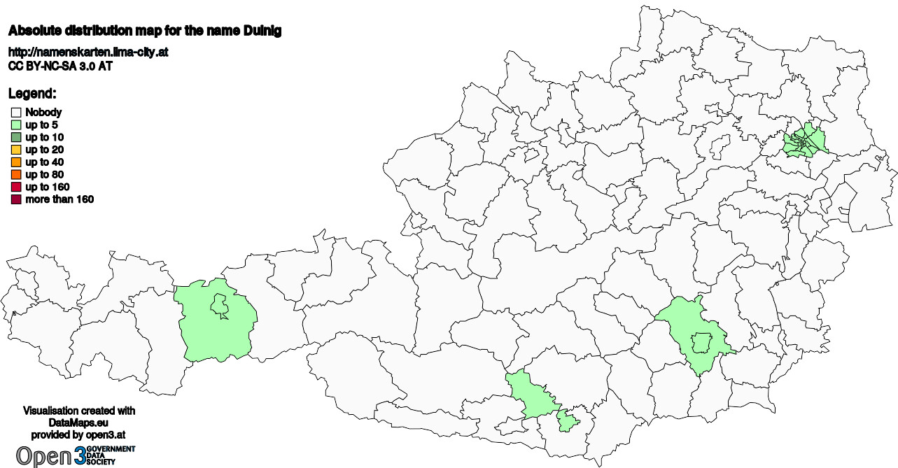 Absolute Distribution maps for surname Dulnig