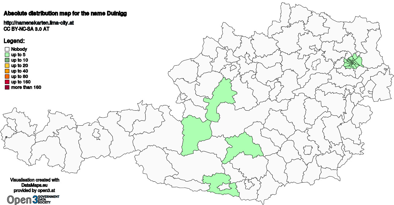 Absolute Distribution maps for surname Dulnigg