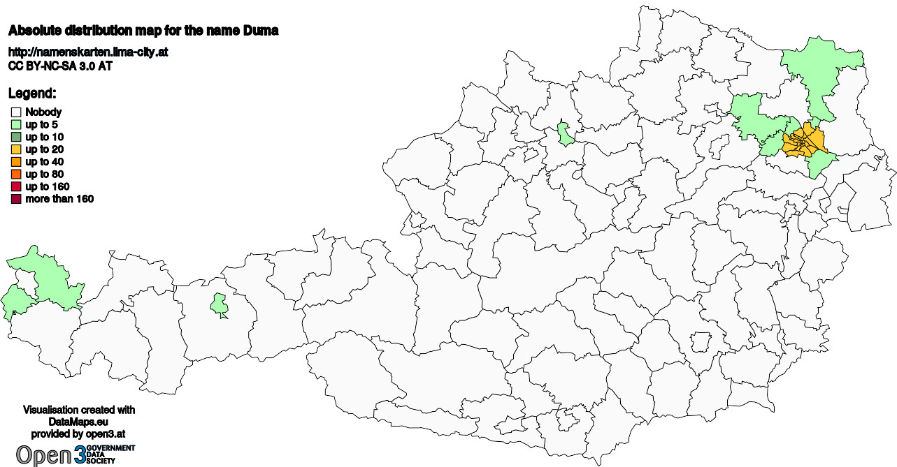 Absolute Distribution maps for surname Duma