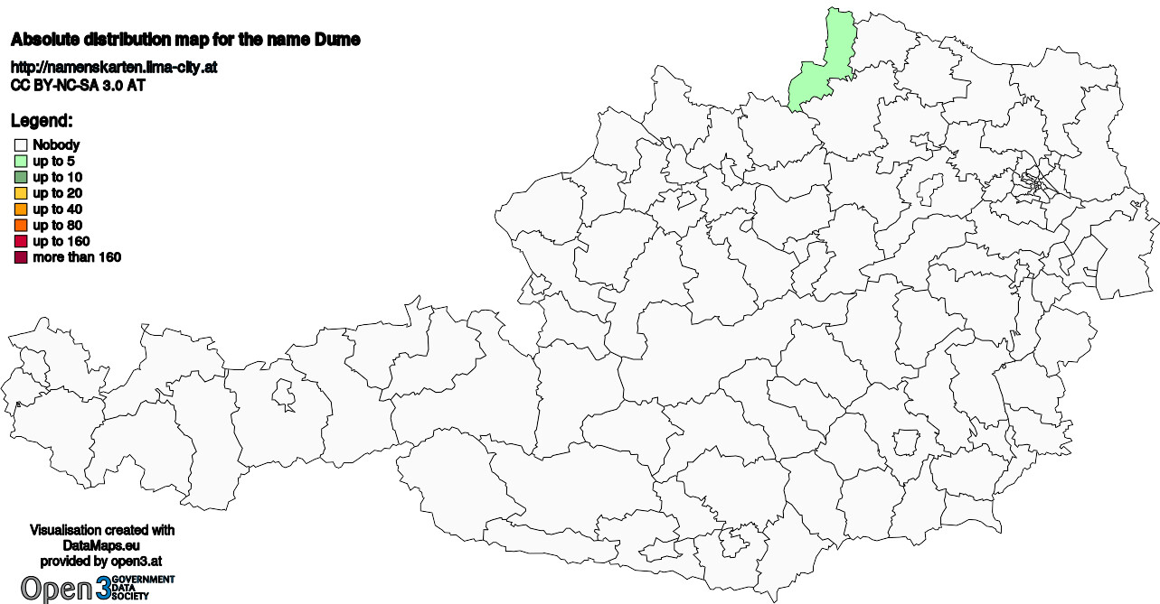 Absolute Distribution maps for surname Dume