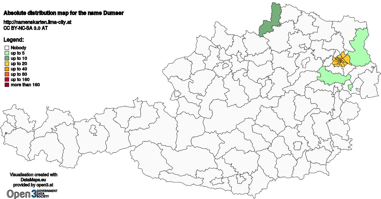 Absolute Distribution maps for surname Dumser