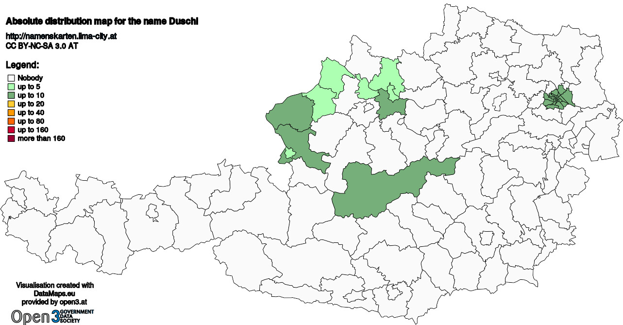 Absolute Distribution maps for surname Duschl