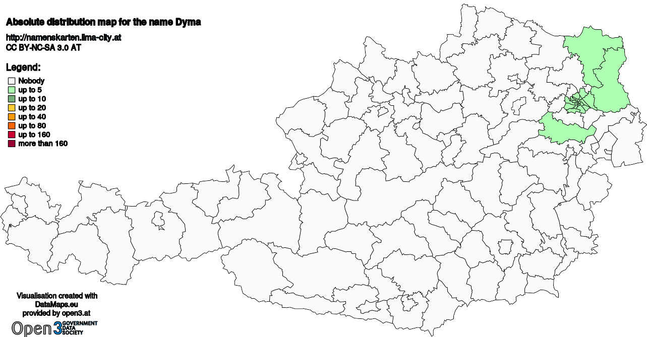 Absolute Distribution maps for surname Dyma