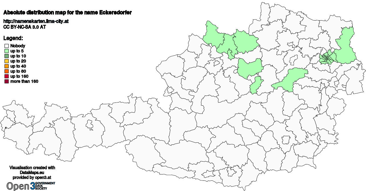 Absolute Distribution maps for surname Eckersdorfer