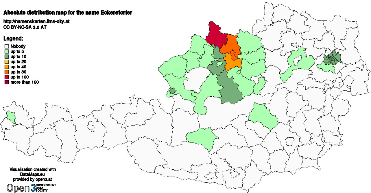 Absolute Distribution maps for surname Eckerstorfer