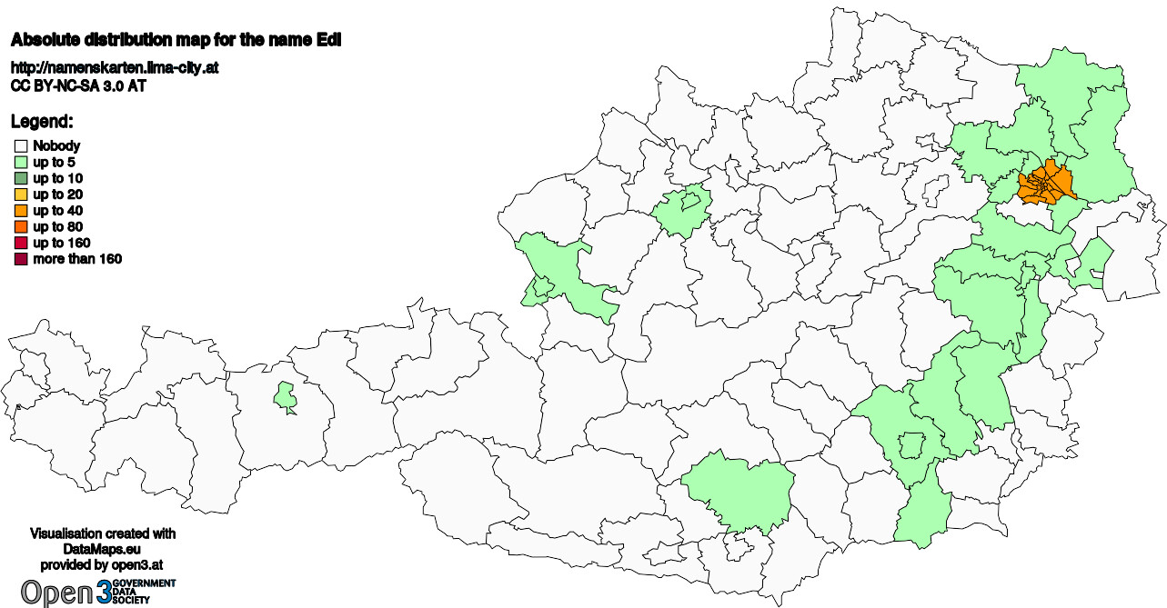 Absolute Distribution maps for surname Edl