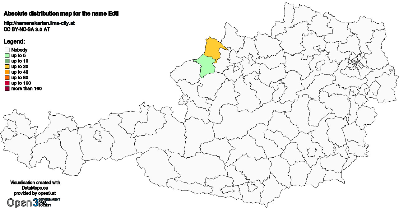 Absolute Distribution maps for surname Edtl