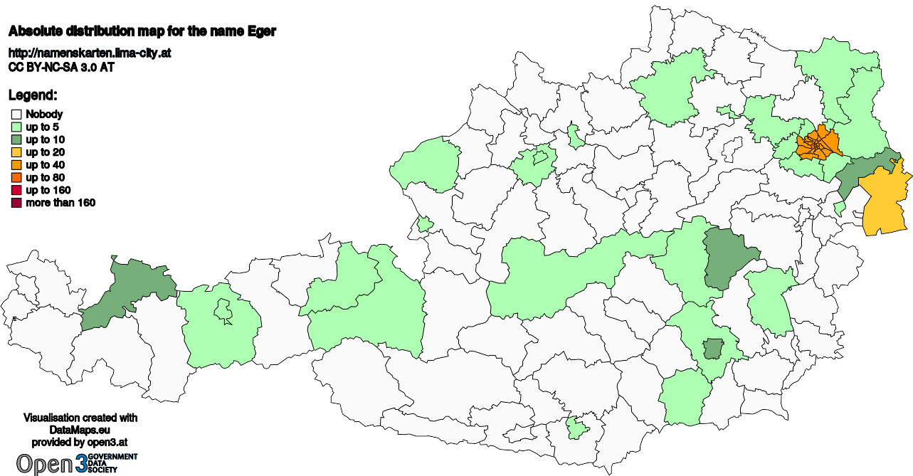 Absolute Distribution maps for surname Eger