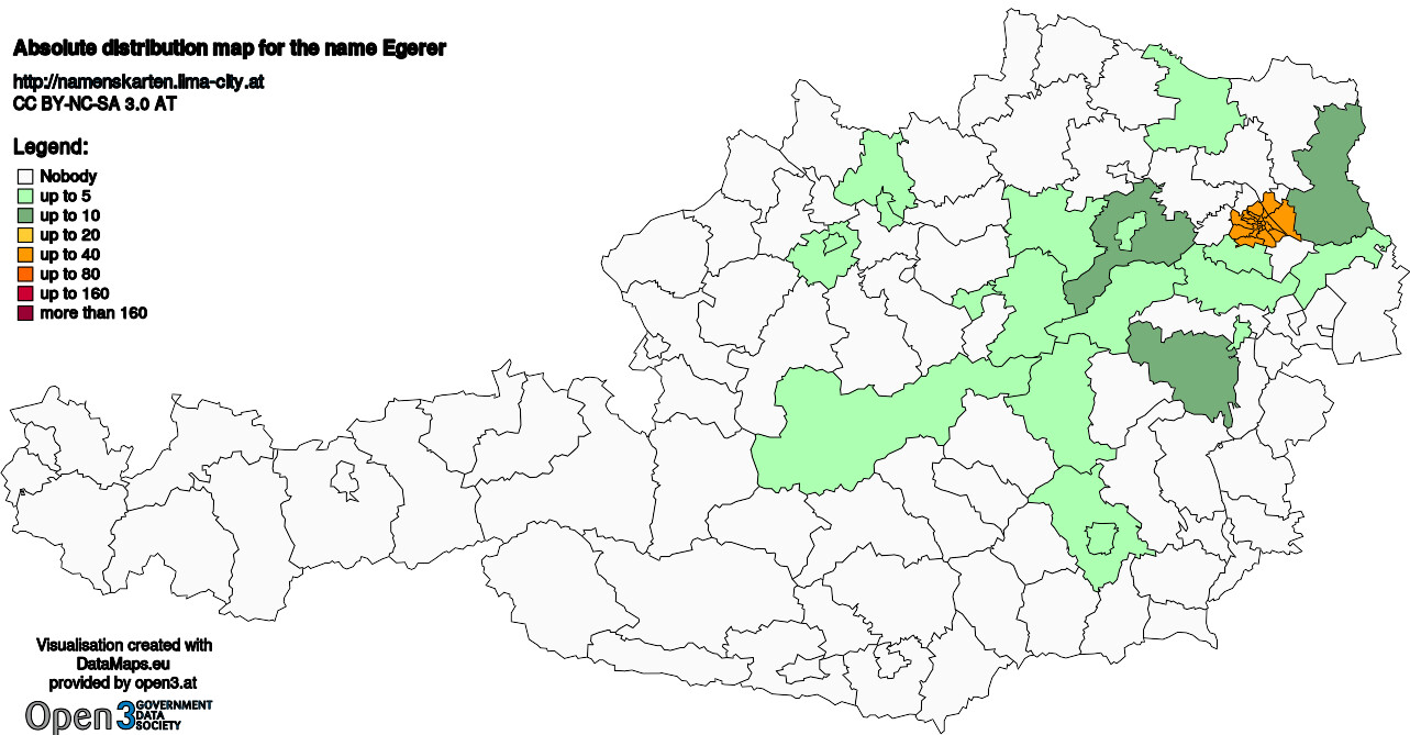 Absolute Distribution maps for surname Egerer