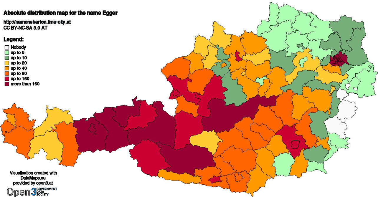 Absolute Distribution maps for surname Egger