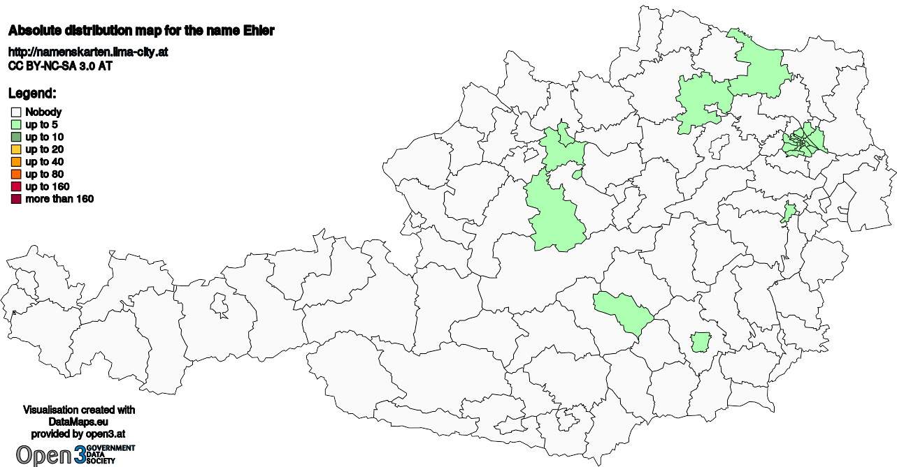 Absolute Distribution maps for surname Ehler