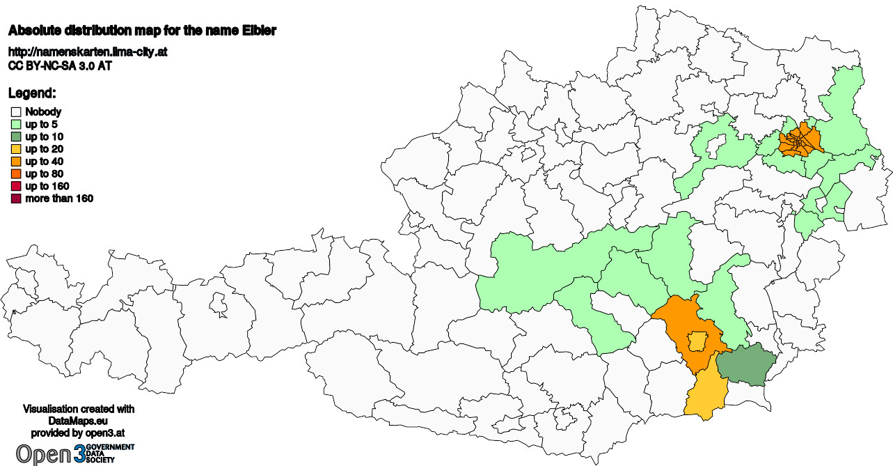 Absolute Distribution maps for surname Eibler