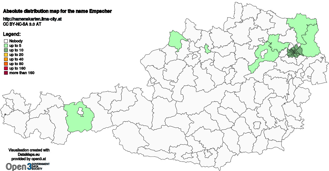 Absolute Distribution maps for surname Empacher