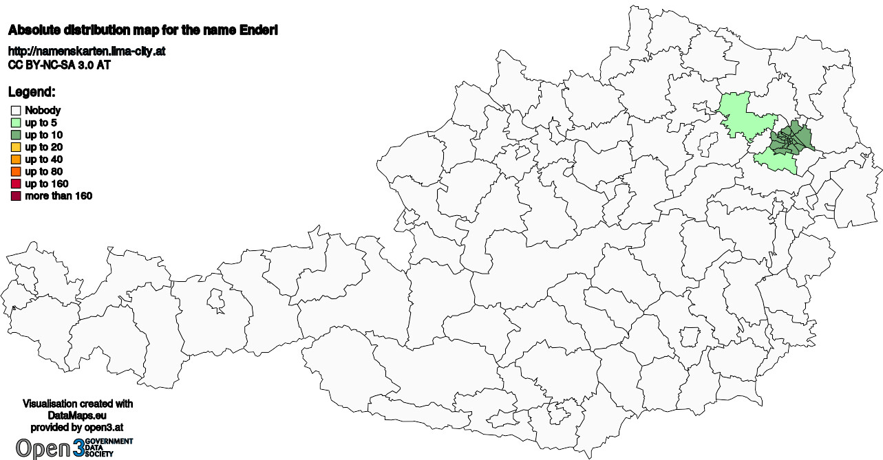 Absolute Distribution maps for surname Enderl