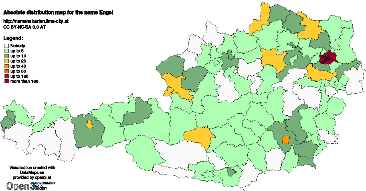 Absolute Distribution maps for surname Engel