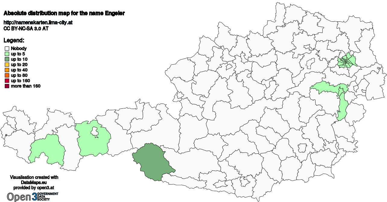 Absolute Distribution maps for surname Engeler