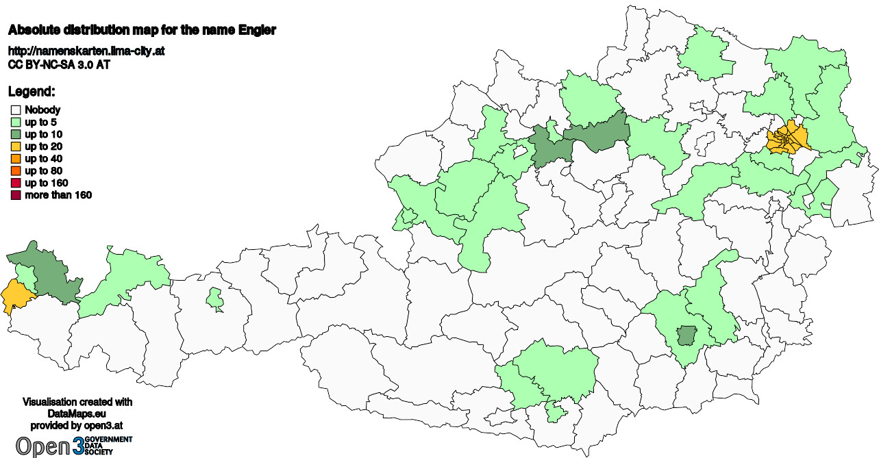 Absolute Distribution maps for surname Engler