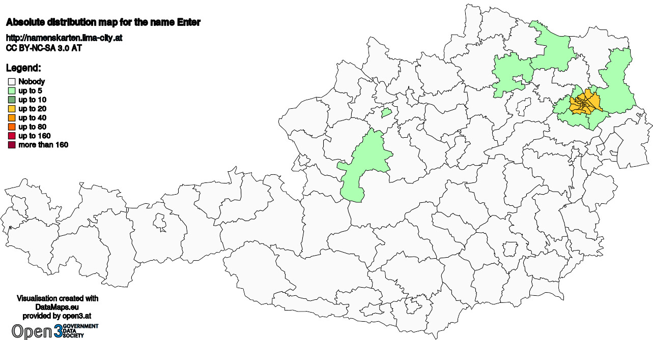 Absolute Distribution maps for surname Enter