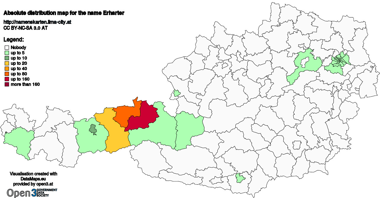 Absolute Distribution maps for surname Erharter