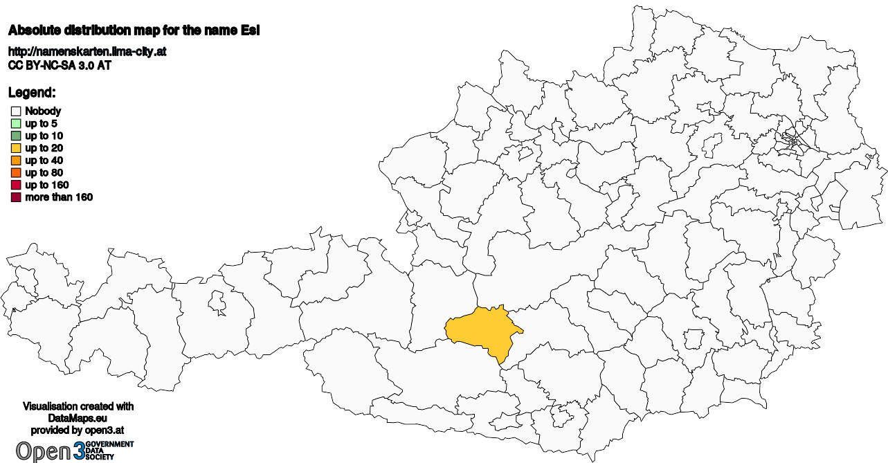 Absolute Distribution maps for surname Esl