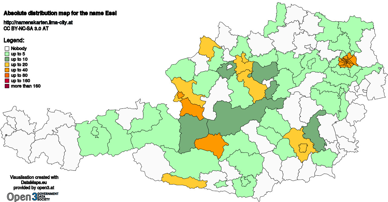 Absolute Distribution maps for surname Essl