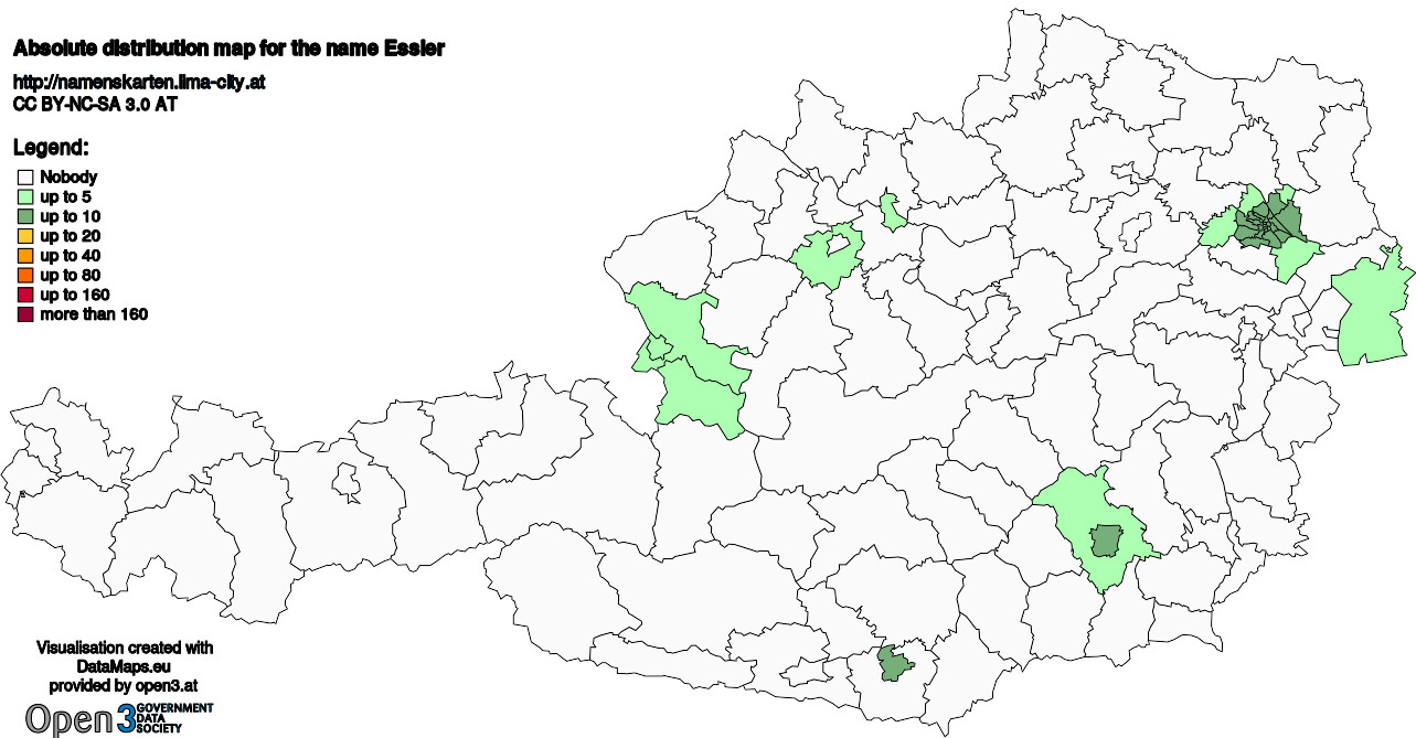 Absolute Distribution maps for surname Essler