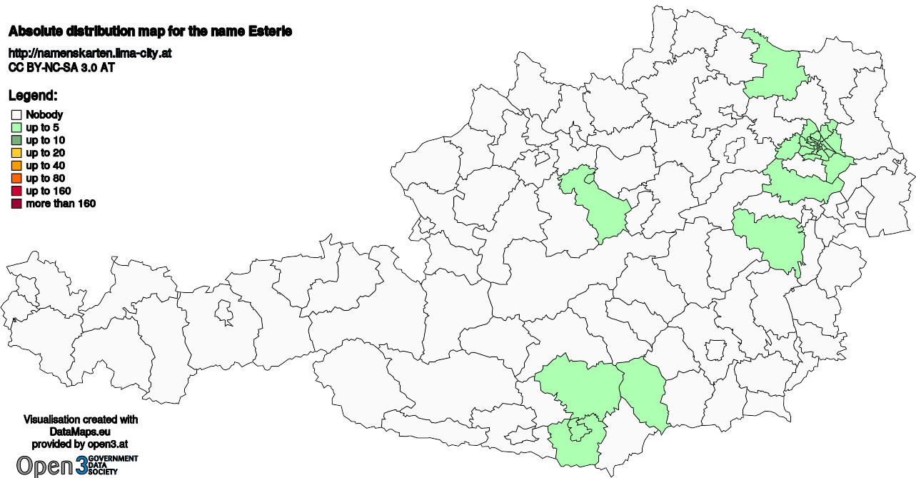 Absolute Distribution maps for surname Esterle