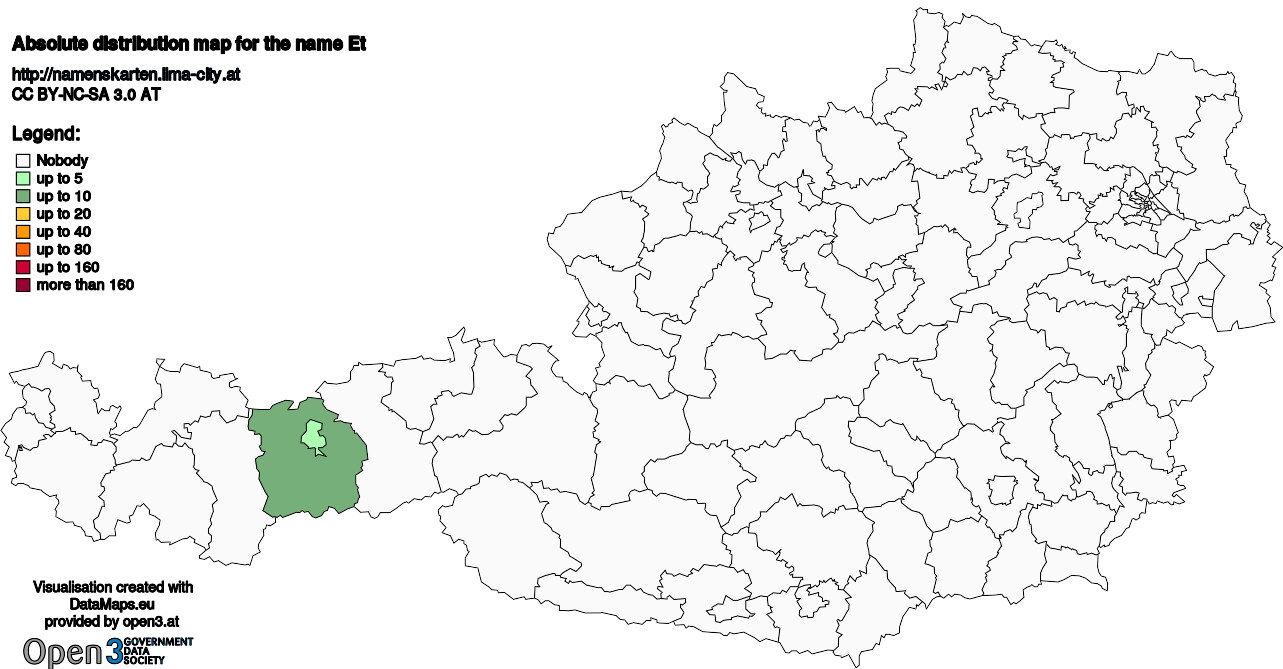 Absolute Distribution maps for surname Et