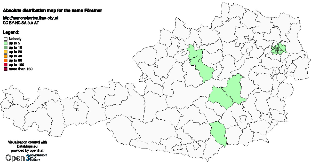 Absolute Distribution maps for surname Förstner