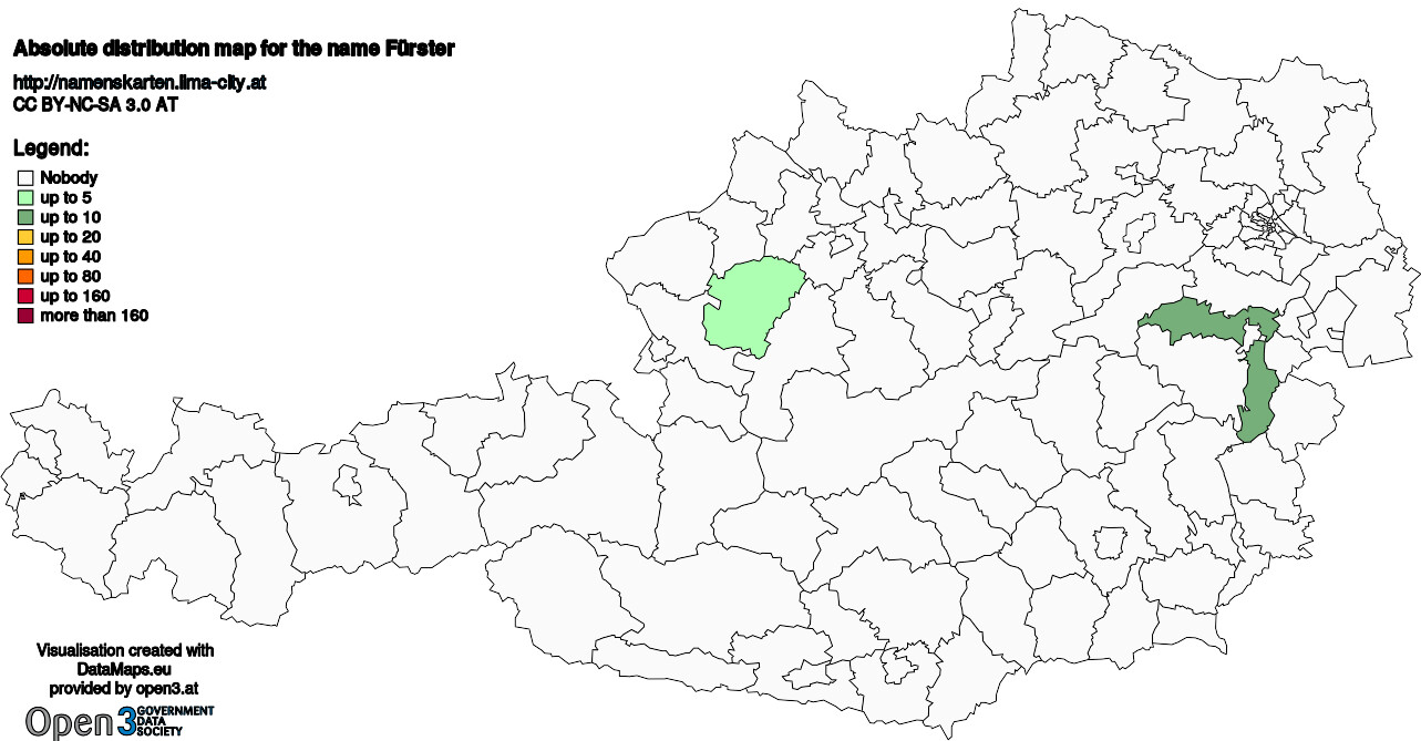 Absolute Distribution maps for surname Fürster