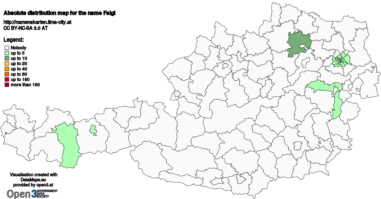 Absolute Distribution maps for surname Faigl