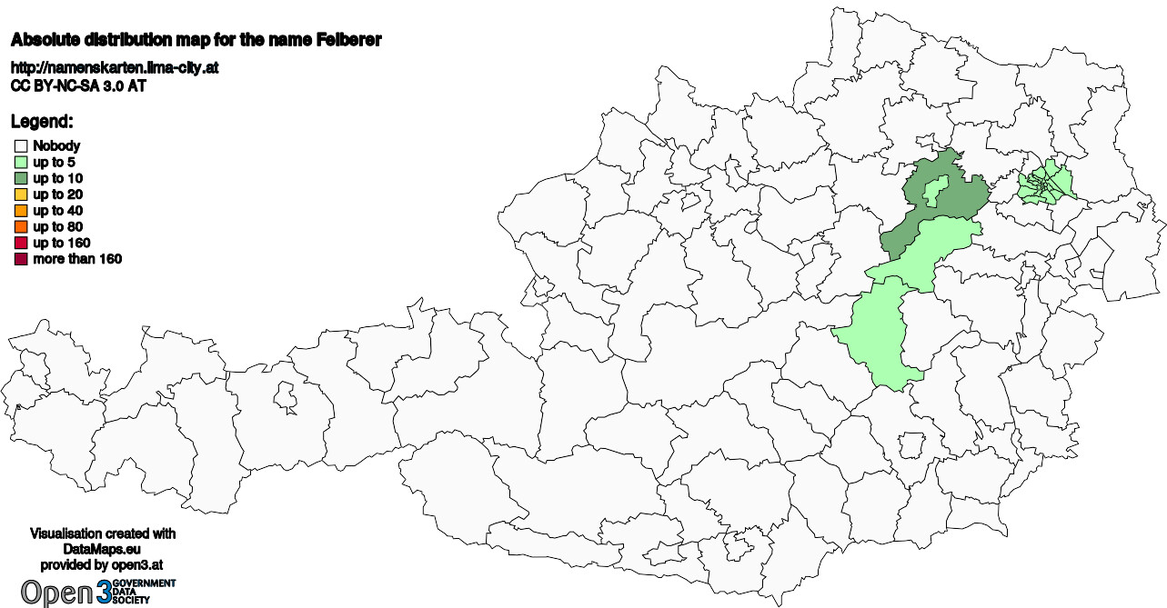 Absolute Distribution maps for surname Felberer