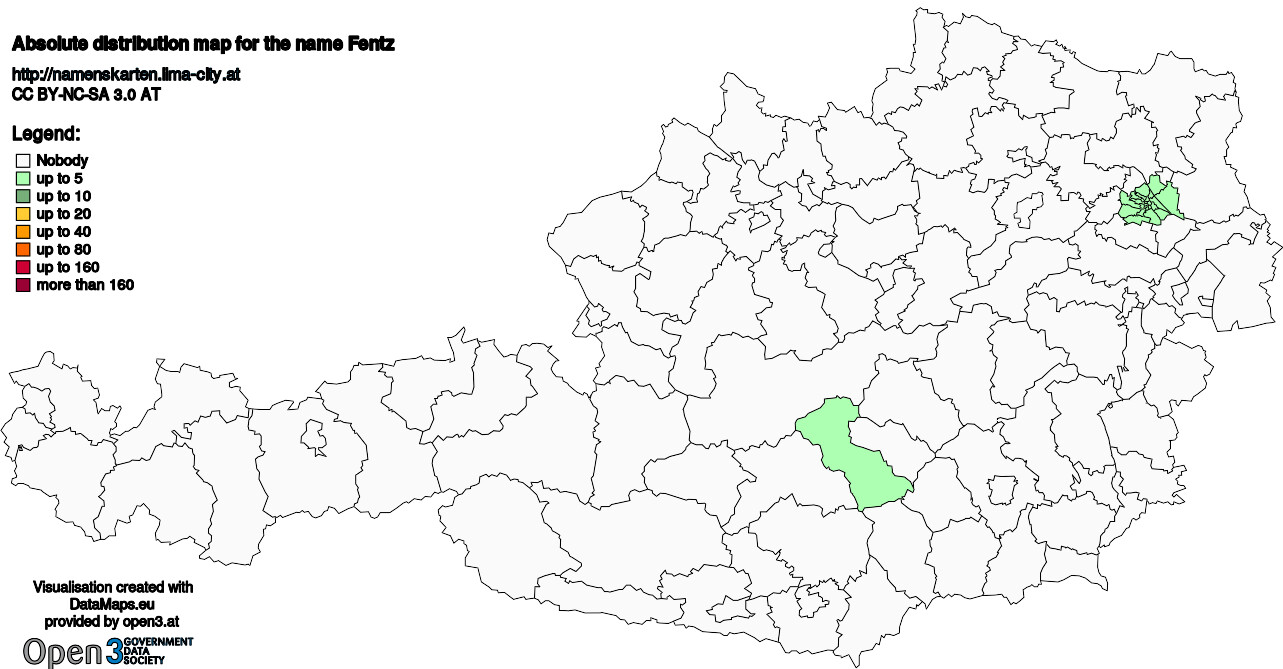 Absolute Distribution maps for surname Fentz