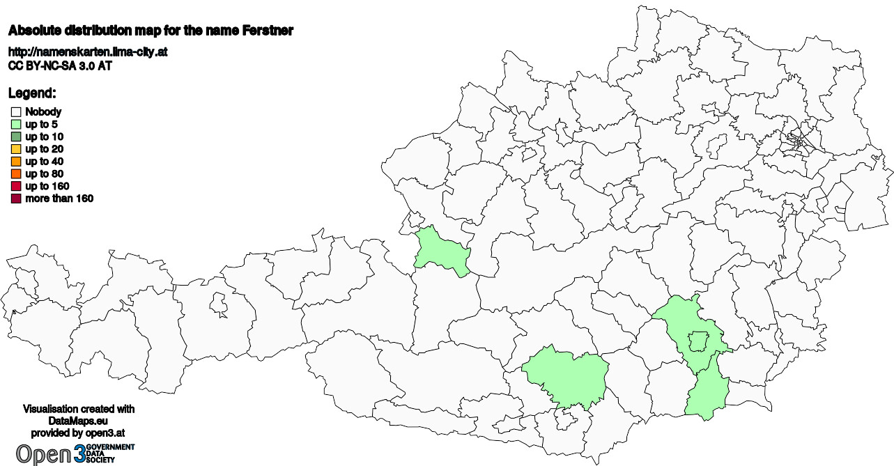 Absolute Distribution maps for surname Ferstner