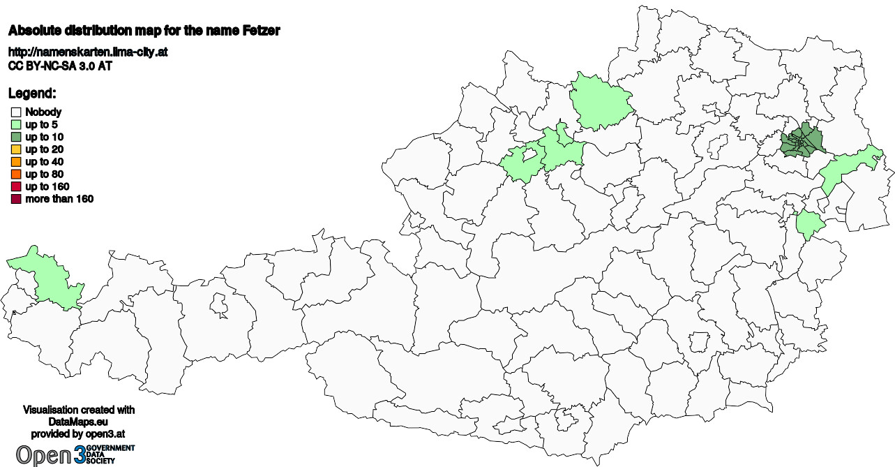 Absolute Distribution maps for surname Fetzer