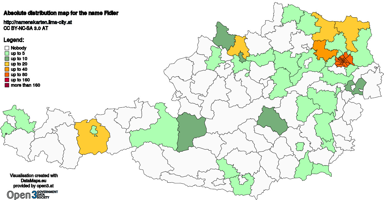 Absolute Distribution maps for surname Fidler