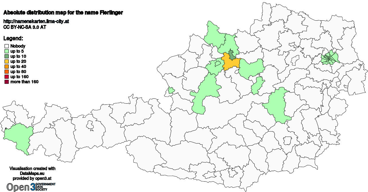 Absolute Distribution maps for surname Fierlinger