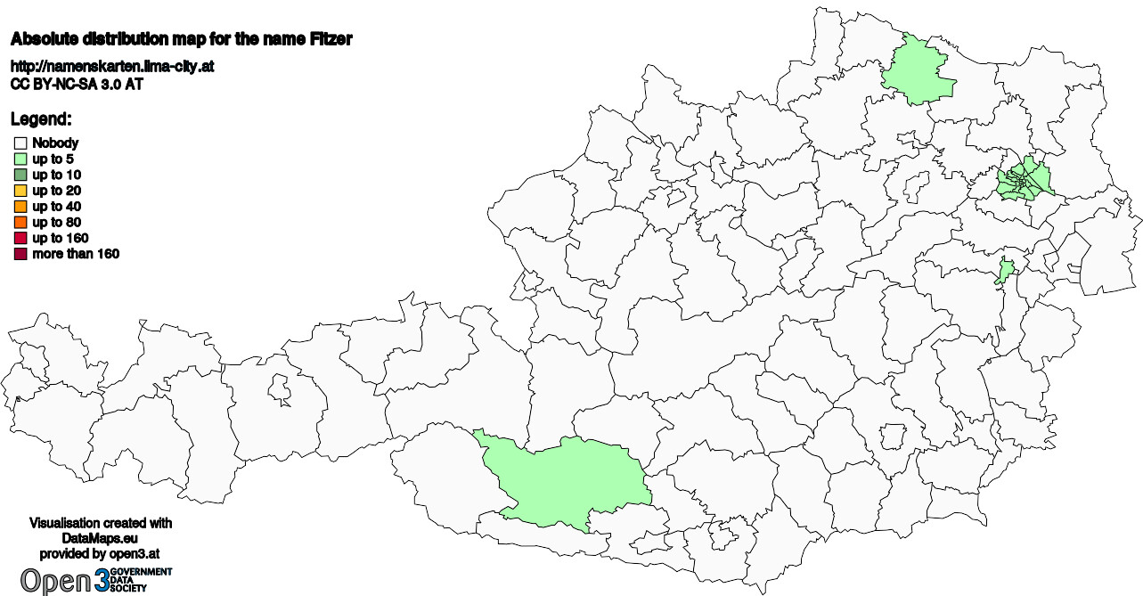 Absolute Distribution maps for surname Fitzer