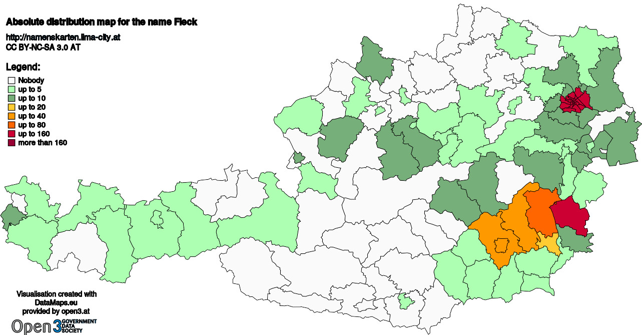 Absolute Distribution maps for surname Fleck