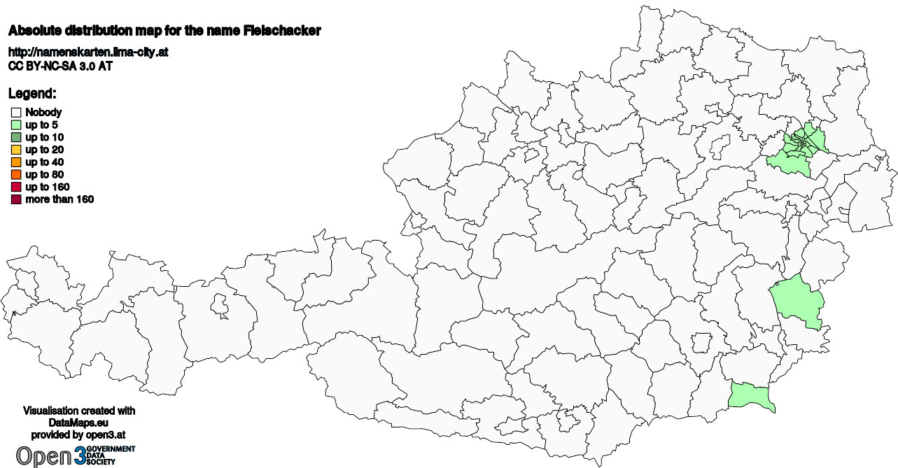 Absolute Distribution maps for surname Fleischacker