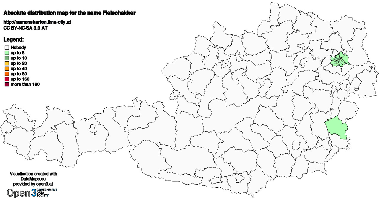 Absolute Distribution maps for surname Fleischakker