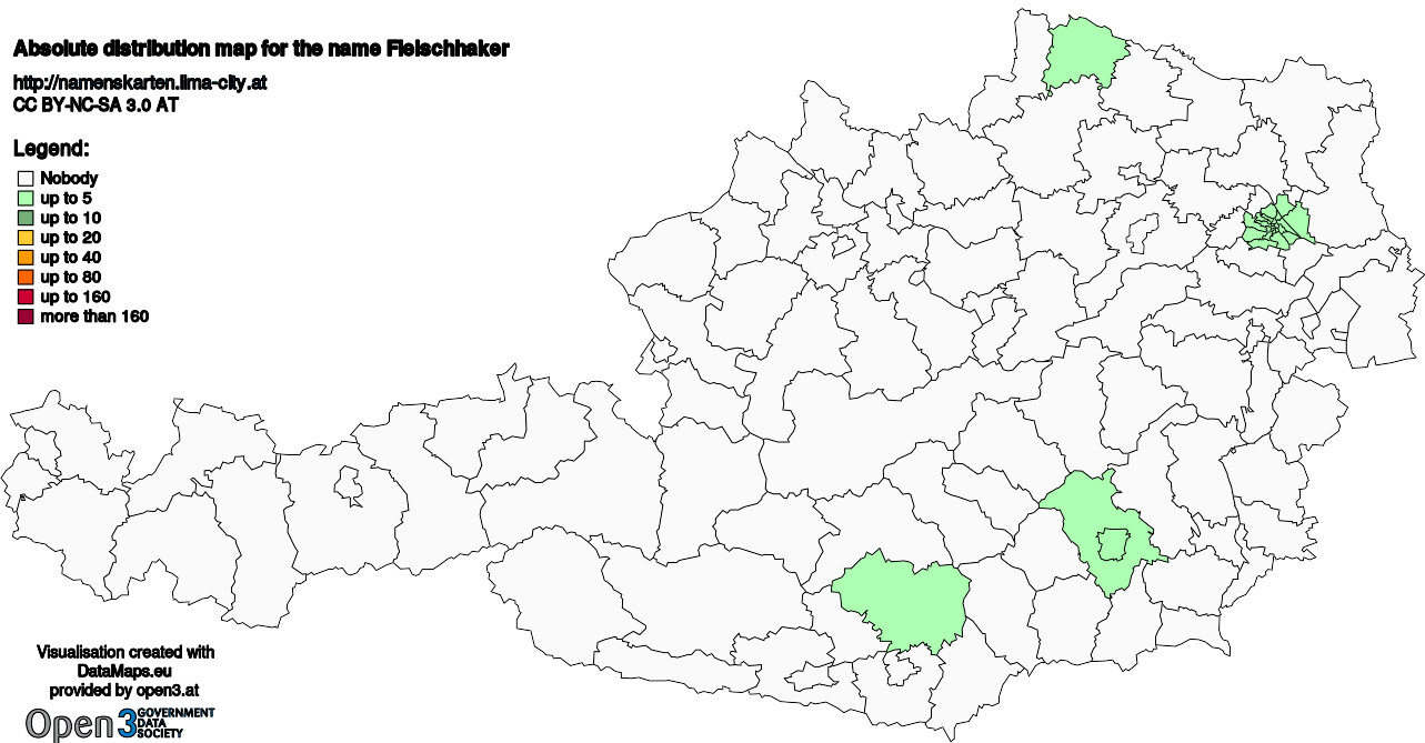 Absolute Distribution maps for surname Fleischhaker