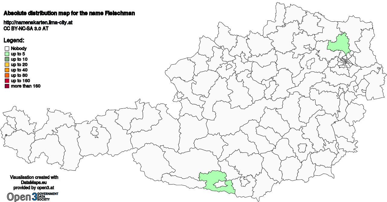 Absolute Distribution maps for surname Fleischman