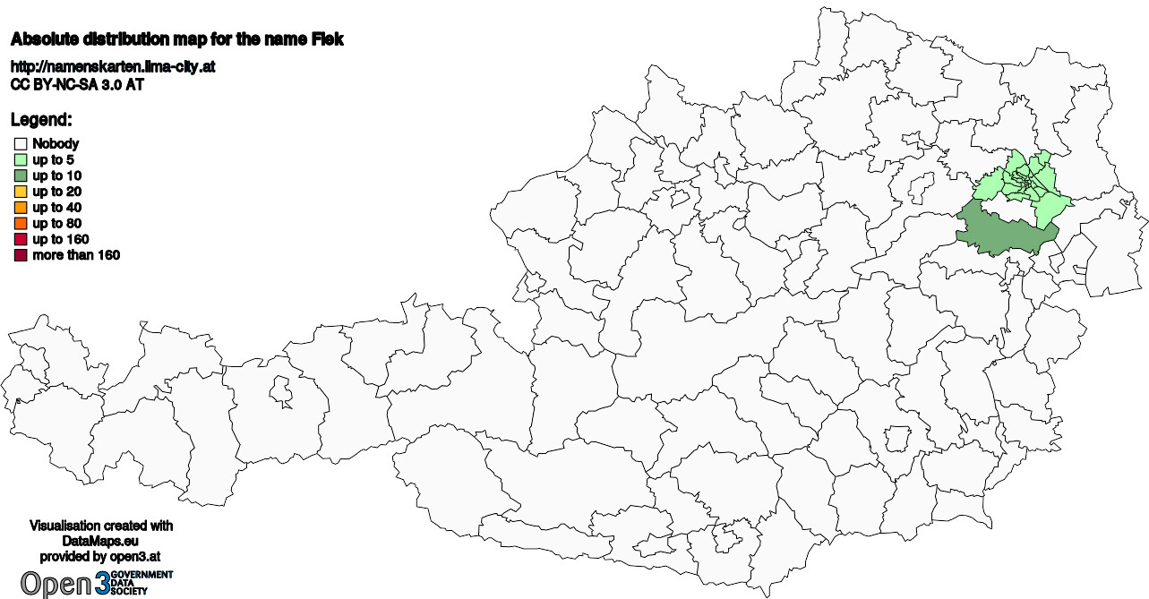 Absolute Distribution maps for surname Flek