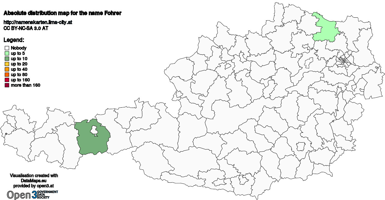 Absolute Distribution maps for surname Fohrer