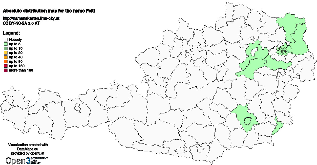 Absolute Distribution maps for surname Foitl